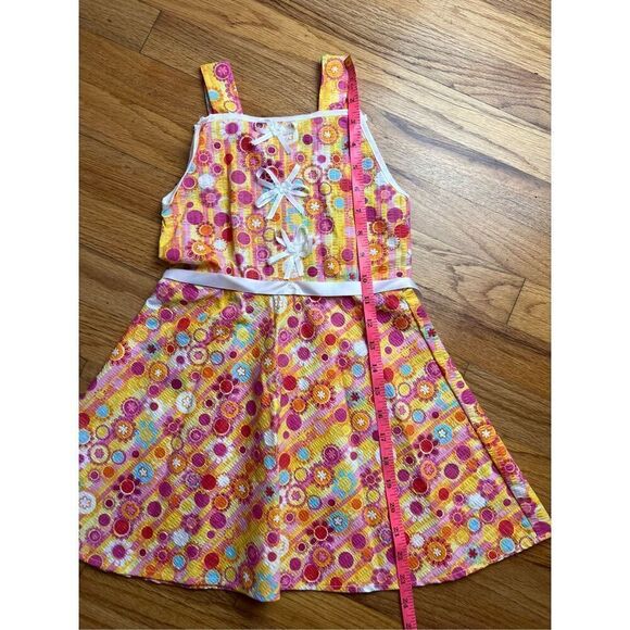 Vintage Girls Flower Power Dress 90s does 70s Seersucker - Picture 4 of 6